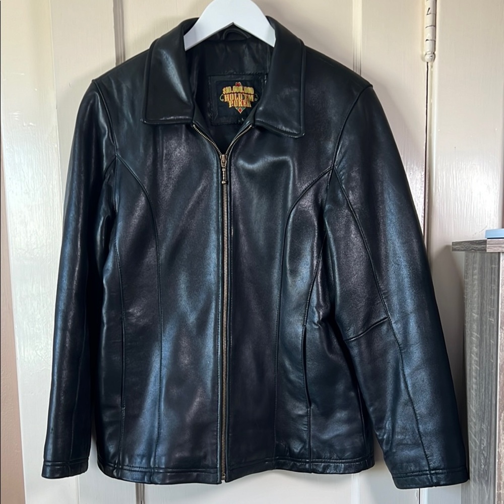 Mens $10,000,000 Hold ‘Em Leather Jacket Size Large Black‎ Buttery Soft L…